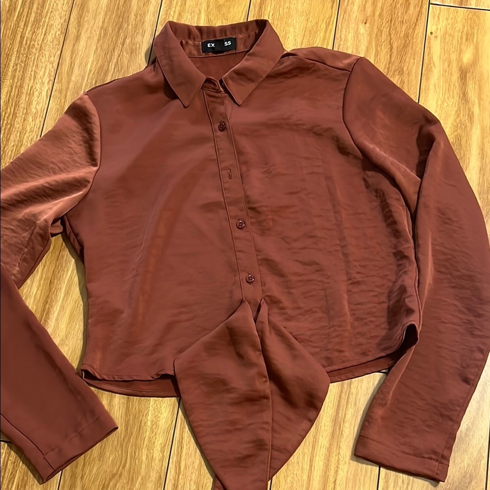 Rust Button-Up Blouse